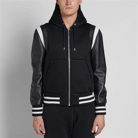 givenchy hooded leather and neoprene jacket|givenchy leather jacket men.